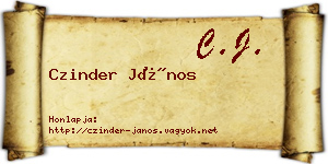Czinder János névjegykártya