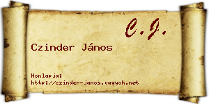 Czinder János névjegykártya